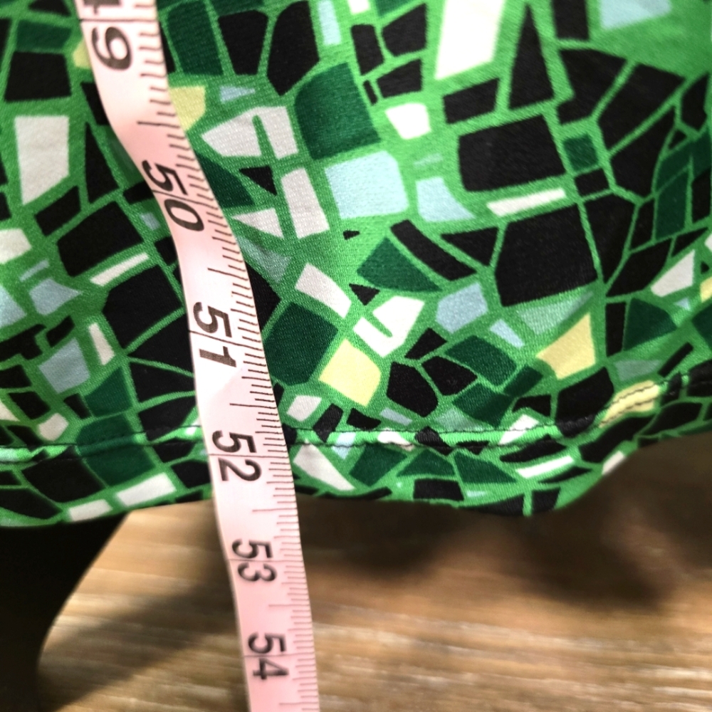 2/$30‎ Y2K Black & Green Geometric Print Babydoll Long Maxi Dress Sz L Phoebe - Picture 2 of 7